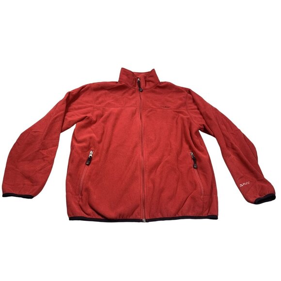 Vintage L.L.Bean Jacket Mens Large Red Polartec Fleece Full Zip Warm Lightweight - Picture 1 of 11
